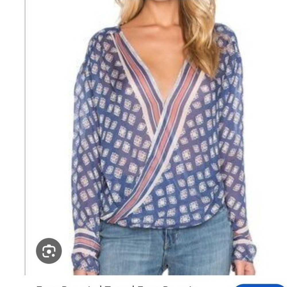 Free people small before dawn sheer wrap top deep v neck boho festival country